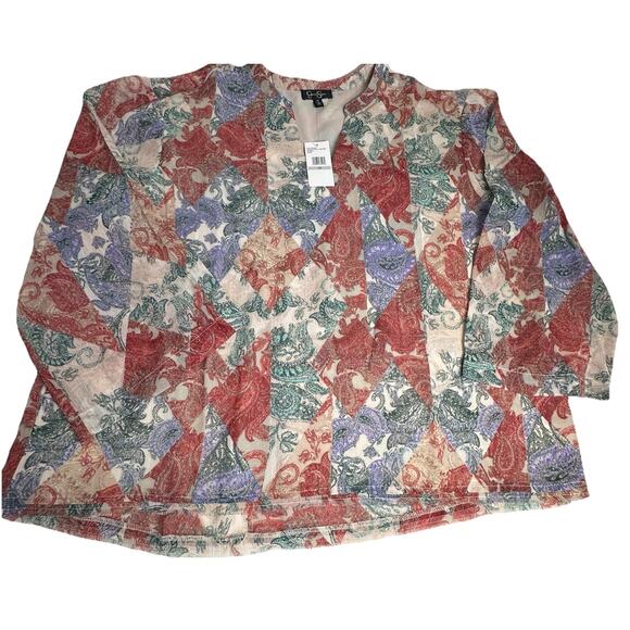 JESSICA SIMPSON Women’s Paisley Patch Mother Of Pear JENNA SemiSheer Plus 1X NWT - Picture 4 of 8